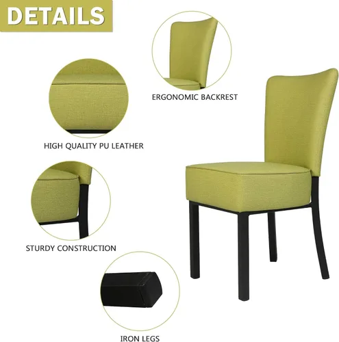 Miniatura 5 de LUCKYERMORE Juego de 2 sillas de comedor tapizadas, sillas de comedor de cocina sin brazos, silla Parsons con respaldo alto de piel sintética