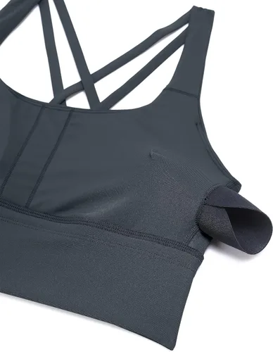 Miniatura 4 de CRZ YOGA Brasier deportivo con tirantes delgados para mujer, de impacto medio, con relleno cruzado y relleno para yoga