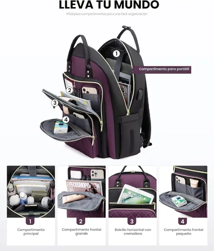 Miniatura 3 de LOVEVOOK Mochila para computadora portátil para mujer, mochila para trabajo de viaje, bolsa de computadora para enfermera, profesora, bolsa