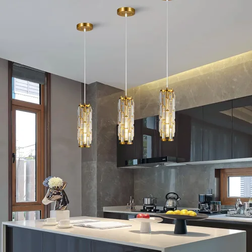 Miniatura 7 de Luces colgantes modernas, lámparas colgantes de isla de cocina, lámpara colgante dorada, mini lámpara de araña de cristal para cocina, isla