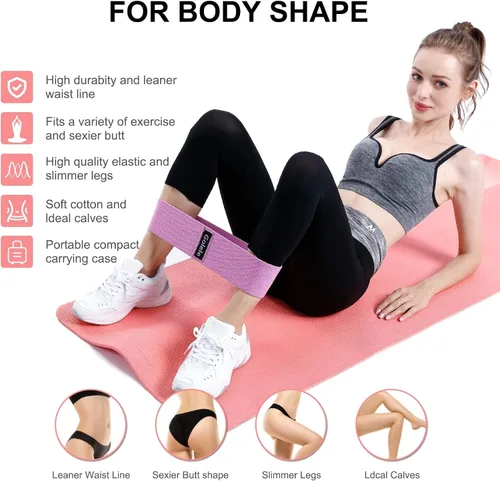 Miniatura 3 de Resistance Bands for Working Out 3 Booty Bands- Light Medium Heavy Fabric Exercise Bands for Home Gym, Full Body Workouts, Legs, Hip, Glutes, Arms
