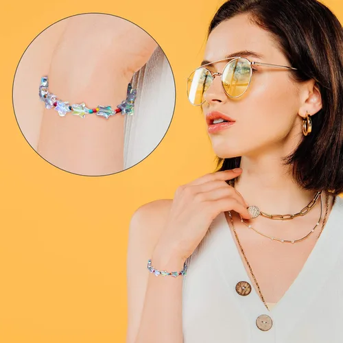 Miniatura 5 de OIIKI 400 cuentas acrílicas en forma de estrella, transparente de 0.394 pulgadas para manualidades, joyería, collares, pulseras