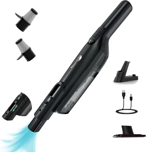 Aspiradora de mano inalámbrica, ligera y portátil con luz LED, aspiradora de mano recargable con vacío de un solo toque, potente succión para
