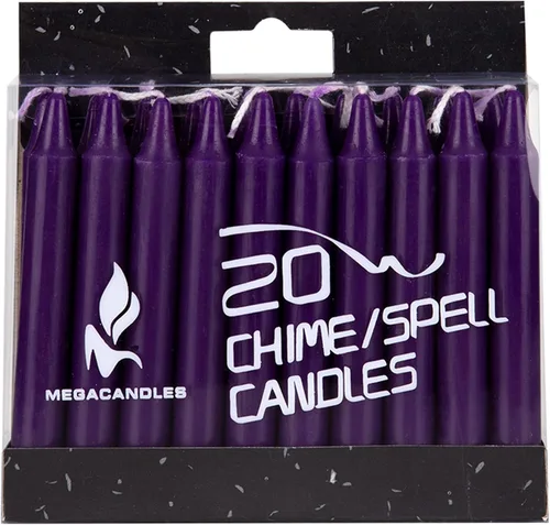 Miniatura 3 de Mega Candles 20 piezas Velas Cónicas Mini Exquisitas de Conjuro Sin Aroma Morado Oscuro, 4 Pulgadas de Alto x 1/2 Pulgada de Diámetro, Campanillas