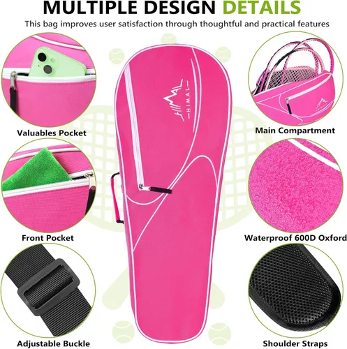 Miniatura 3 de Bolsa de Tenis Himal para 3 Raquetas con Almohadilla Protectora, Bolsa de Raqueta de Tenis para Hombres y Mujeres, Entusiastas del Deporte de Todas