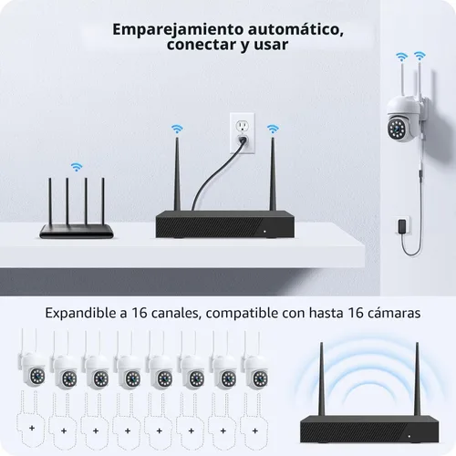 Miniatura 4 de Camcamp - Sistema de cámara de seguridad para el hogar, cámaras de seguridad de grabación 24/7 inalámbricas para exteriores 16CH NVR PTZ 355° View 8
