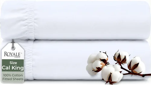 Miniatura 69 de Royale Linens Sábana bajera ajustable de algodón 100% orgánico - Tejido percal - Sábanas bajeras de bolsillo profundo súper suaves - Sábana elástica