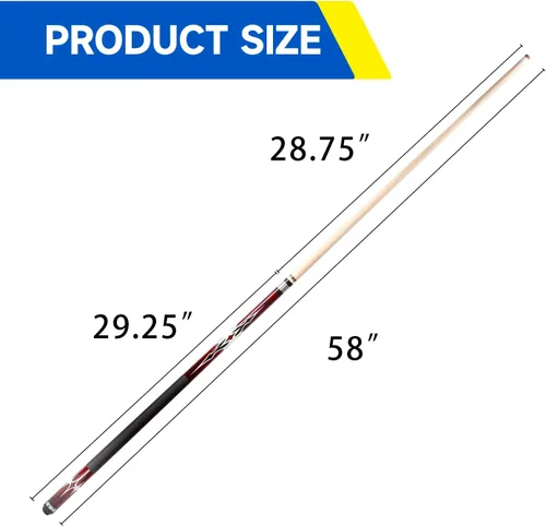 Miniatura 6 de GSE Games & Sports Expert 58" 2-Piece Canadian Maple Hardwood Billiard Pool Cue Sticks for Men/Women, House or Commercial/Bar Use