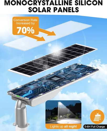 Miniatura 2 de Luces solares de calle de 10000 W para exteriores, impermeables - Luz de inundación con sensor de movimiento súper brillante, del atardecer al