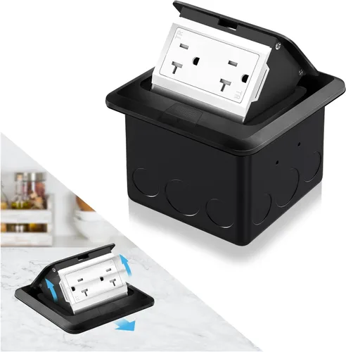 Miniatura 15 de Kit de toma de corriente eléctrica empotrada en el suelo Vagueior, caja de cubierta de toma de corriente eléctrica impermeable, salida GFCI oculta +