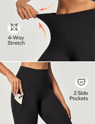 Miniatura 4 de Ewedoos - Leggings con forro de vellón y bolsillos para mujer, leggings térmicos de invierno para mujeres, pantalones de yoga y entrenamiento