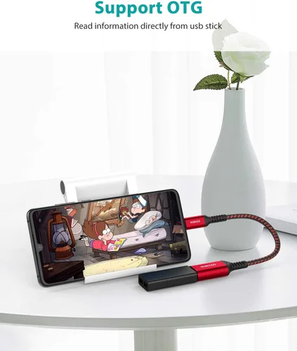 Miniatura 3 de NIMASO Adaptador USB C a USB 3.1, paquete de 2 unidades, cable OTG tipo C macho a USB hembra adaptador OTG compatible con iPhone 15/15 Pro/15 Rojo