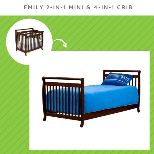 Miniatura 2 de CC KITS Kit de conversión de rieles de cama para Davinci Emily Mini 2 en 1 y cuna 4 en 1 (Espresso)