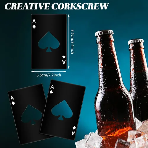 Miniatura 3 de Chumia Abridores de botellas de acero inoxidable para tarjetas de póquer, abrebotellas de cerveza Ace, para bodas, fiestas de cumpleaños, despedidas