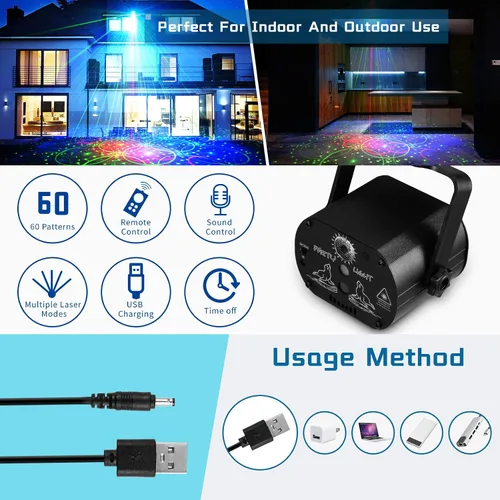 Miniatura 3 de Luces de fiesta para escenario de DJ Disco, proyector de luz láser LED RGB con flash estroboscópico activado por sonido y control remoto