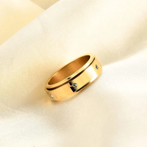 Miniatura 5 de MYNENEY Anillo para ansiedad con circonita cúbica para aliviar el estrés para mujeres, alianza de compromiso de boda para mujeres y hombres