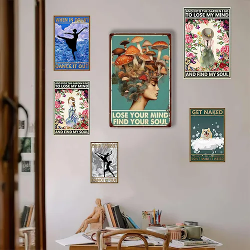 Miniatura 4 de Cartel de hojalata con texto en inglés «Lose Your Mind Find Your Soul Mushrooms Hunters», póster artístico de 8.00 x 12.00 pulgadas