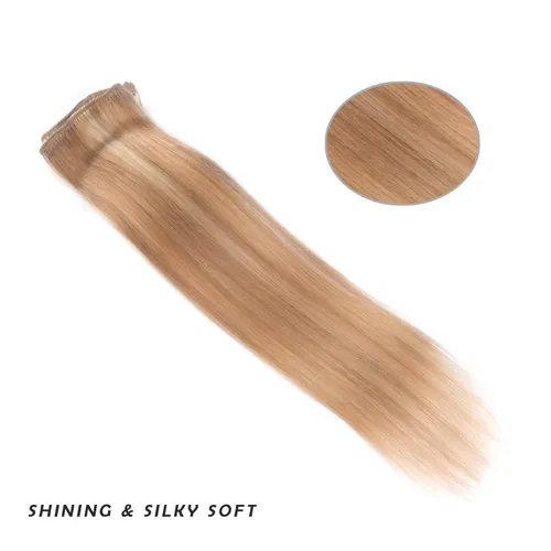 Miniatura 5 de Extensiones de cabello humano Remy de 12 pulgadas con clip para mujer, extensiones de cabello humano sedoso y liso, 1.76 onzas, 4 piezas