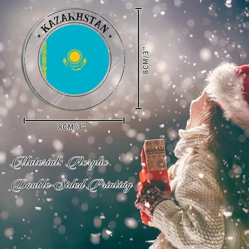 Miniatura 2 de Adornos de Navidad de Kazajstán, bandera de Kazajstán, recuerdo de Navidad, adornos de Navidad acrílicos, bandera nacional, recuerdo de país
