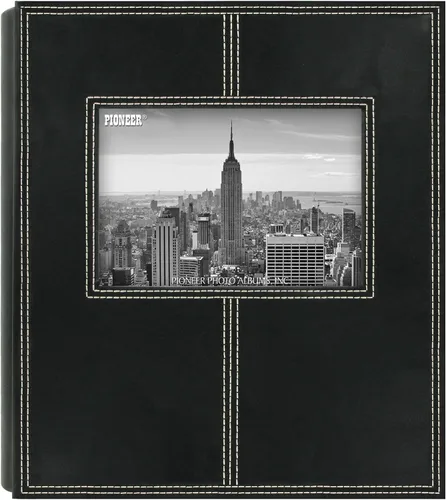 Pioneer Photo Albums 2PS-160 - Álbum de fotos con cubierta de cuero sintético cosido de 160 bolsillos, color negro