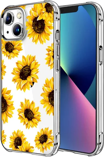Miniatura 28 de Funda transparente de girasol compatible con iPhone SE 2022 SE 2020 7 8, funda trasera floral para niñas y mujeres, funda protectora transparente