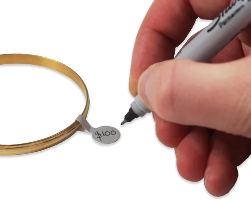 Miniatura 6 de CuteBox - Etiquetas de reparación de joyas, precio e identificación, 500 unidades, barra larga plateada Tyvek autoadhesiva para anillos, pulseras