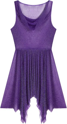 Miniatura 5 de TiaoBug Vestido de baile lírico con superposición litúrgica transparente y brillante para mujer