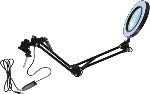 Miniatura 7 de Lámpara de aumento LED con abrazadera, 2.200 lupa regulable súper brillante con luz y soporte, lámpara de lupa de brazo giratorio ajustable