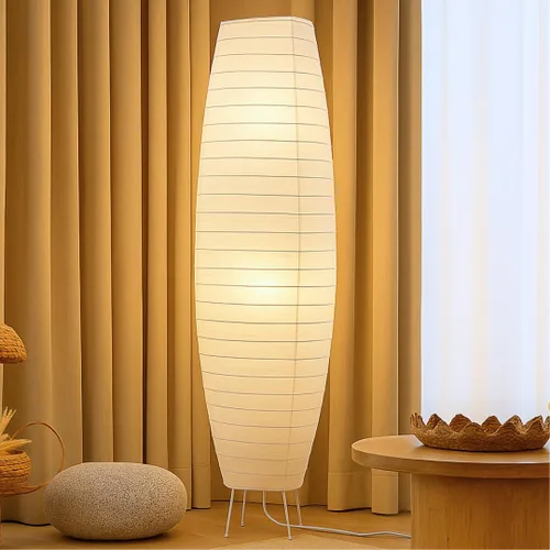 Miniatura 5 de LIGHTACCENTS Lámparas de pie de papel de arroz para sala de estar, paquete de 2 lámparas de pie de papel blanco con interruptor de pie