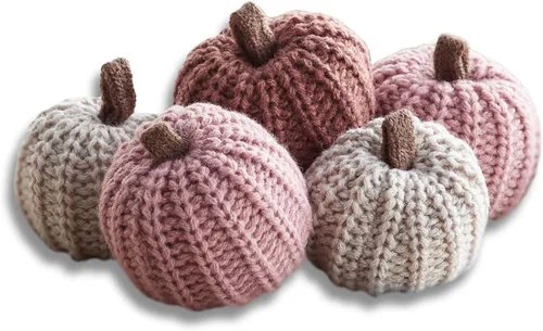 Miniatura 13 de Your Heart's Content Juego de 5 mini calabazas de punto, regalo pensativo, favorito de otoño, rellenos de cuencos de otoño, decoración de bandeja