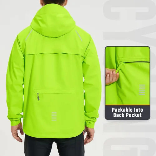 Miniatura 2 de BALEAF Chaqueta impermeable de ciclismo para hombre, rompevientos, plegable, equipo de correr, ligero, reflectante