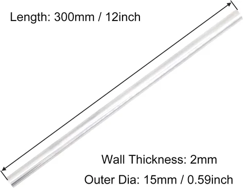 Miniatura 2 de Tubo redondo de aluminio 6063, 0.59 pulgadas de diámetro exterior de 0.079 in de grosor de pared de 11.811 in de longitud, tubo recto de metal sin