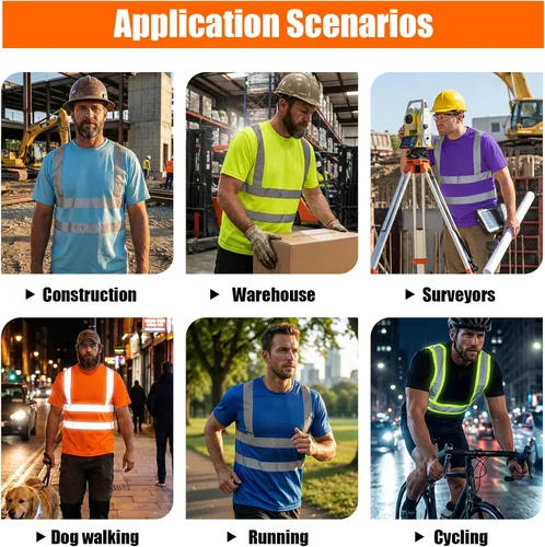 Miniatura 6 de HYCOPROT Hi Vis - Camisas de seguridad de manga corta de alta visibilidad, camisa reflectante para hombres y mujeres, camiseta de construcción