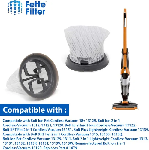 Miniatura 5 de Fette Filter - Paquete de 6 filtros de vacío de mano compatibles con Bissell Bolt Stick. Comparar con la parte # 1479.