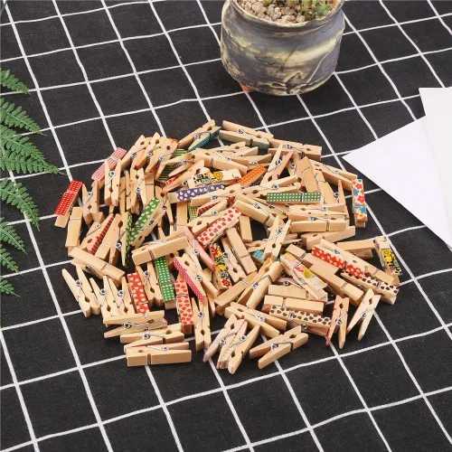 Miniatura 6 de DECORA Pinza de madera pintada colorida de 1.4 in/1.38 pulgadas, 100 piezas para clips de fotos, álbumes de chatarra, manualidades, envoltura