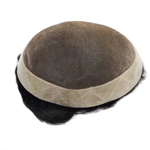 Miniatura 6 de Peluca de hombre Toupee fina mono y poliuretano para hombre, prótesis capilar duradera, sistema de reemplazo de cabello natural, peluca masculina