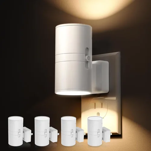 Miniatura 15 de L LOHAS LED Luz nocturna enchufable, paquete de 4, luces nocturnas regulables enchufables a la pared, luz nocturna con sensor de luz, blanco suave
