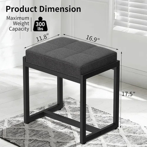 Miniatura 3 de Taburete de tocador, taburetes de silla de tocador para sala de maquillaje, taburete cuadrado de lino para tocador, otomanos pequeños acolchados