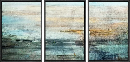 Miniatura 129 de wall26 Lienzo enmarcado para pared, juego de arte con trazos de pintura roja y naranja vibrante, paisaje, formas abstractas, ilustraciones, arte