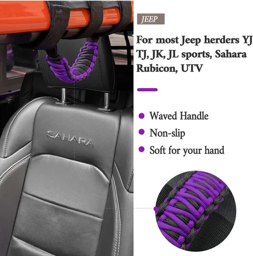 Miniatura 4 de 4x asas de agarre de barra enrollable para Jeep Wrangler YJ TJ JK JKU JL JLU Sports Sahara Freedom Rubicon Unlimited X Gladiator JT 1955-2022 UTV