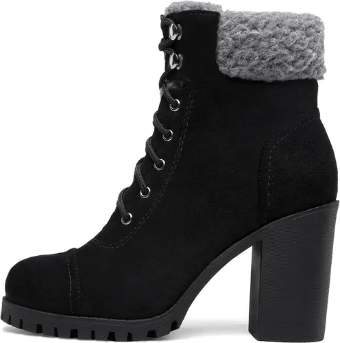 Miniatura 2 de DREAM PAIRS Botas con cordones para mujer, tacón alto grueso, botines