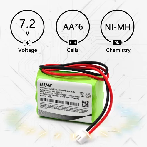 Miniatura 3 de Paquete de 2 baterías de repuesto para iluminación de emergencia/salida NI-MH de 7.2 V AAA 700 mAh para ANIC0191, ITI 34-051, Sanyo 6HRAAAU, ADT