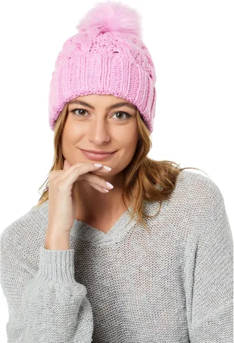 Miniatura 3 de UGG Gorro de punto para mujer con pompón de piel sintética