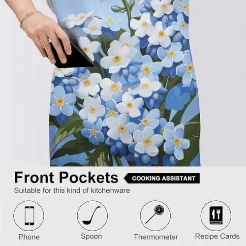 Miniatura 5 de MUSM Do Not Forget Me Apron，Classic Vintage Funny with Pockets Aprons,Adjustable Bib Waterdrop Resistant for Kitchen Cooking Restaurant BBQ Painting