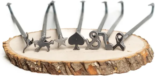 Miniatura 6 de Kit de hierros para marcar de acero mini de 1" con personajes surtidos para sombreros, grabado en madera, manualidades para principiantes y adultos