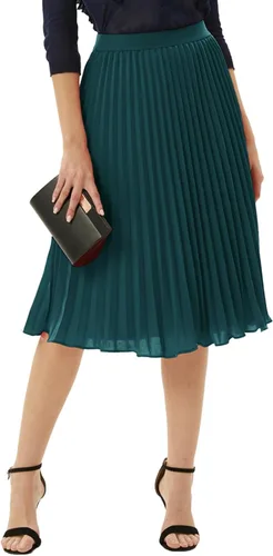 Miniatura 36 de GRACE KARIN - Falda plisada de gasa para mujer, con cintura alta y elástica, vuelo, corte acampanado y longitud por debajo de la rodilla