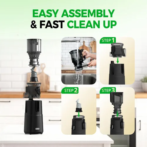 Miniatura 6 de Exprimidor de prensa en frío, máquinas exprimidoras WETIE con canal de alimentación grande de 5.3 pulgadas para frutas y verduras enteras, extractor