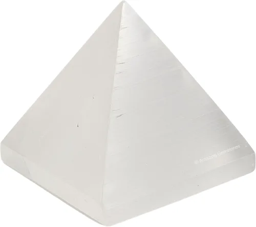 Piedras curativas de pirámide de cristal de selenita de Amazing Gemstone - Figura de gran pirámide de 5 cm de piedra natural para meditación, Reiki,