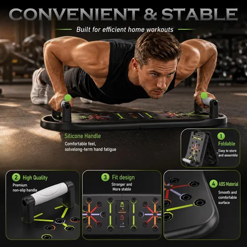 Miniatura 4 de JLoibao Push Up Board Fitness, Portable Pushup Board for Men, Foldable Push up Bar, Workout Home Gym Equipment, 20 in 1 Exercise Pushup Handles for