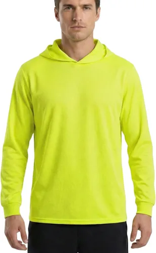 Miniatura 6 de HYCOPROT Hi Vis - Camisas de seguridad con capucha de alta visibilidad, manga larga, camisetas de trabajo de construcción, camisetas con capucha